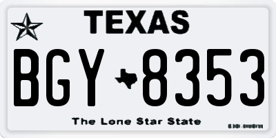TX license plate BGY8353