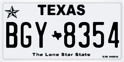 TX license plate BGY8354