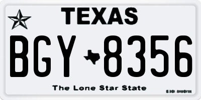 TX license plate BGY8356