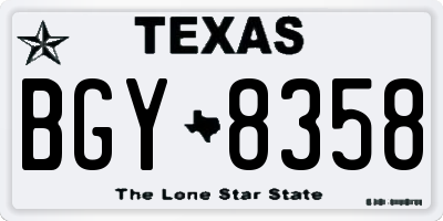 TX license plate BGY8358