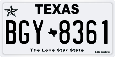 TX license plate BGY8361
