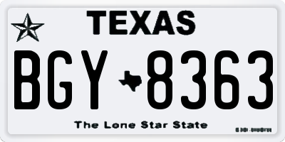 TX license plate BGY8363