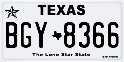 TX license plate BGY8366