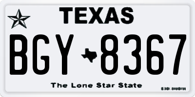 TX license plate BGY8367