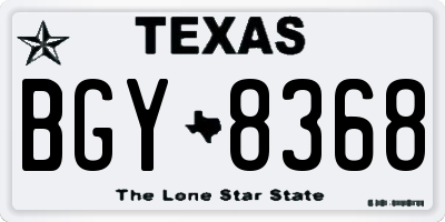 TX license plate BGY8368