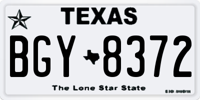 TX license plate BGY8372