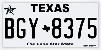 TX license plate BGY8375