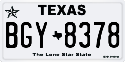 TX license plate BGY8378