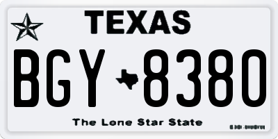 TX license plate BGY8380