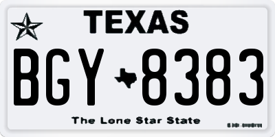 TX license plate BGY8383