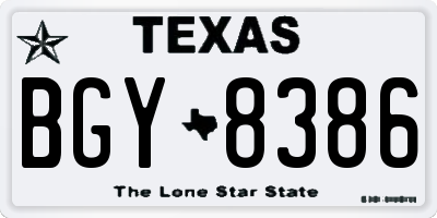 TX license plate BGY8386