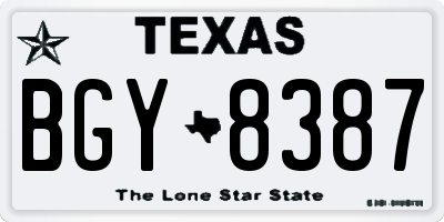 TX license plate BGY8387
