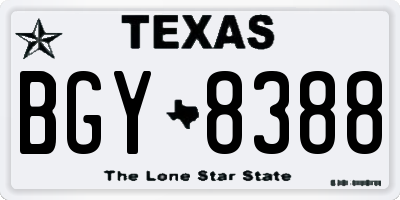 TX license plate BGY8388