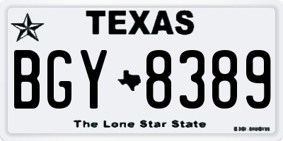 TX license plate BGY8389