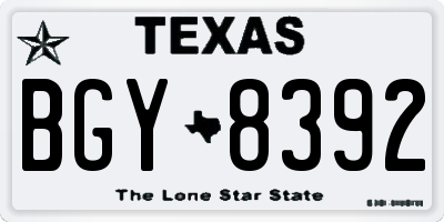 TX license plate BGY8392