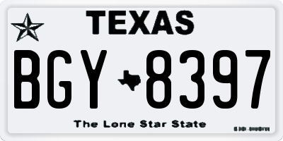 TX license plate BGY8397