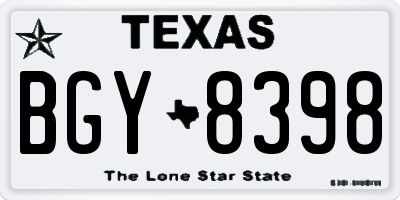 TX license plate BGY8398