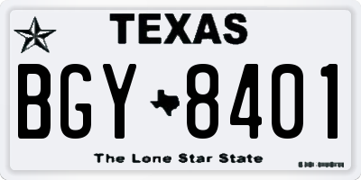 TX license plate BGY8401