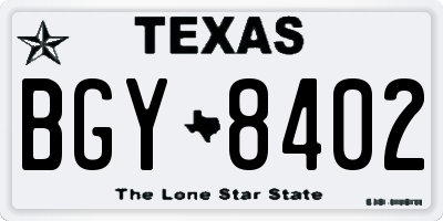 TX license plate BGY8402