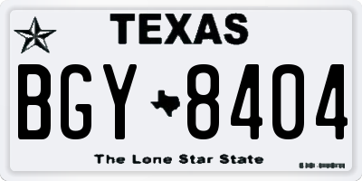 TX license plate BGY8404