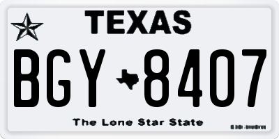 TX license plate BGY8407