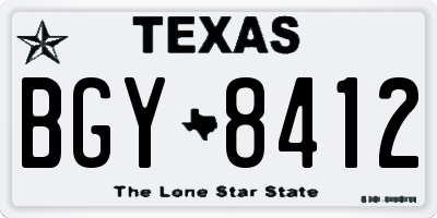 TX license plate BGY8412
