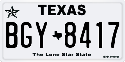 TX license plate BGY8417