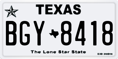 TX license plate BGY8418