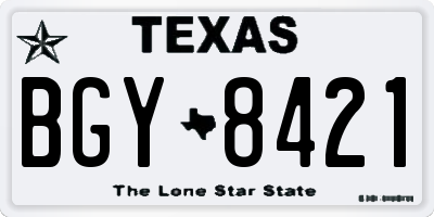 TX license plate BGY8421