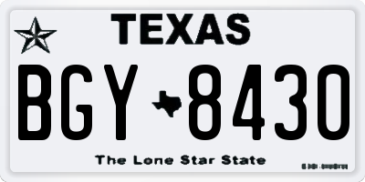 TX license plate BGY8430