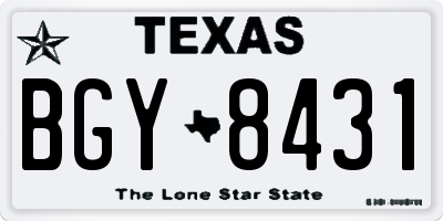 TX license plate BGY8431