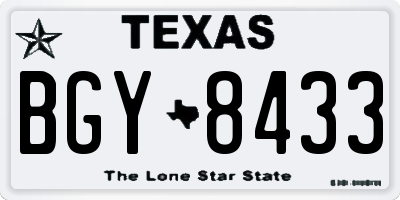 TX license plate BGY8433