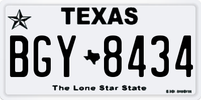 TX license plate BGY8434