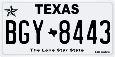 TX license plate BGY8443