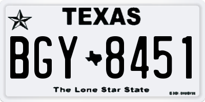TX license plate BGY8451