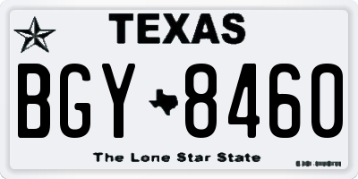 TX license plate BGY8460