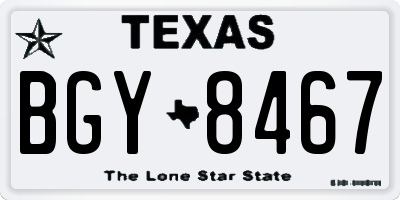 TX license plate BGY8467