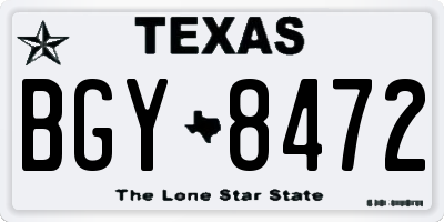 TX license plate BGY8472