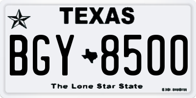 TX license plate BGY8500