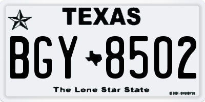 TX license plate BGY8502