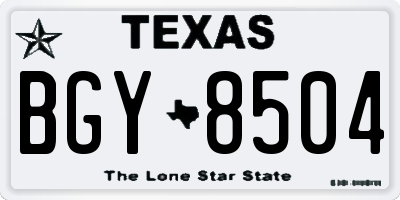 TX license plate BGY8504
