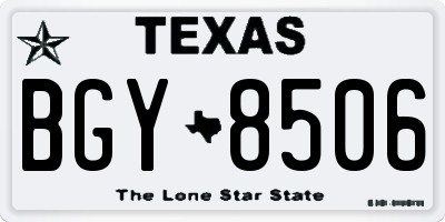 TX license plate BGY8506