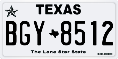 TX license plate BGY8512