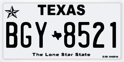 TX license plate BGY8521