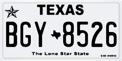 TX license plate BGY8526