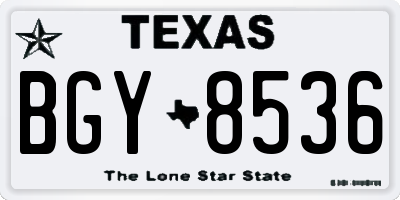 TX license plate BGY8536