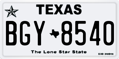 TX license plate BGY8540