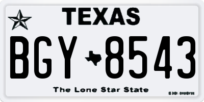TX license plate BGY8543