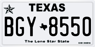 TX license plate BGY8550