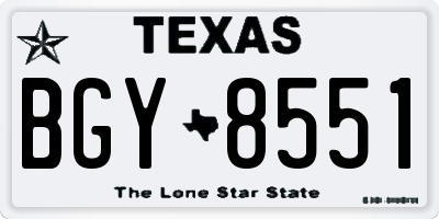 TX license plate BGY8551
